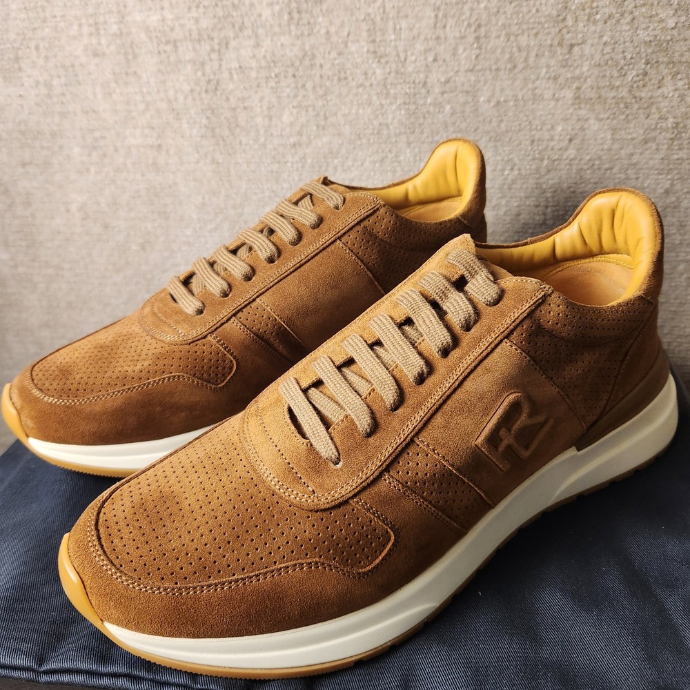 Ralph Lauren Purple Label Suede Sneakers Cacao Brown Mens 11 D